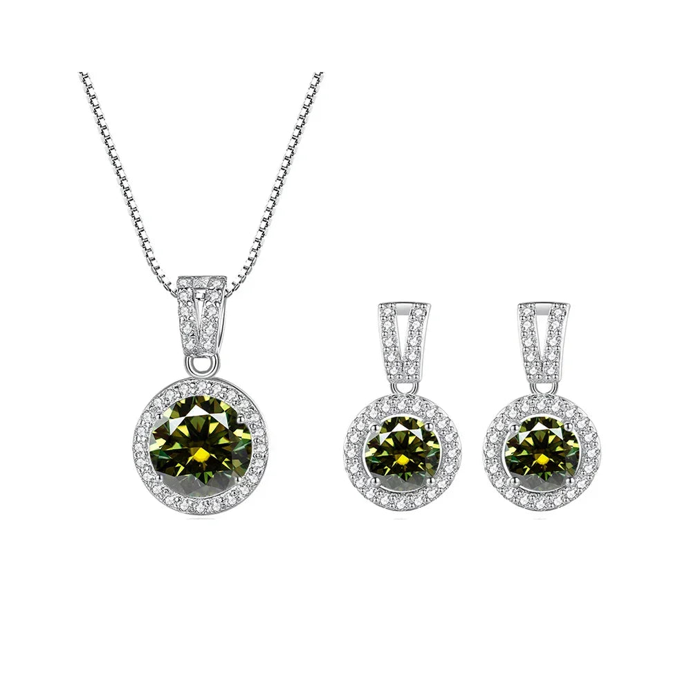 2Ct Moissanite Necklace Earrings Set Sterling Silver 925 Wedding Jewelry