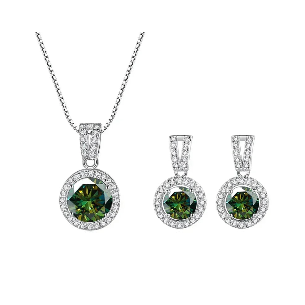 2Ct Moissanite Necklace Earrings Set Sterling Silver 925 Wedding Jewelry