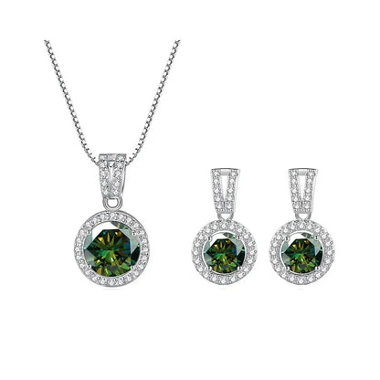 2Ct Moissanite Necklace Earrings Set Sterling Silver 925 Wedding Jewelry