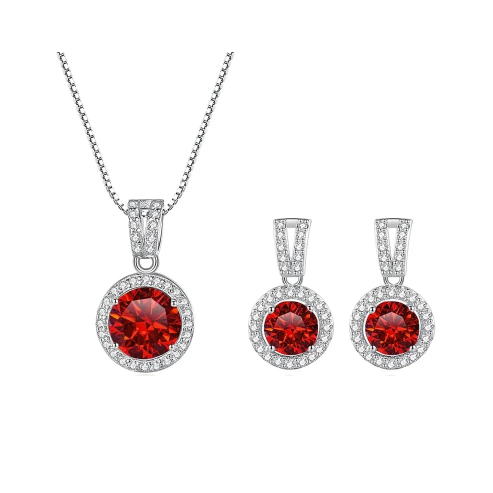 2Ct Moissanite Necklace Earrings Set Sterling Silver 925 Wedding Jewelry