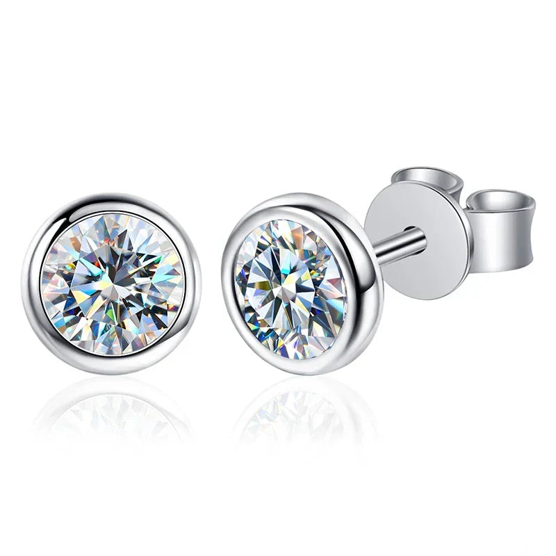 Moissanite 0.5-1ct Round Stud Earrings 925 Sterling Silver Wedding Jewelry